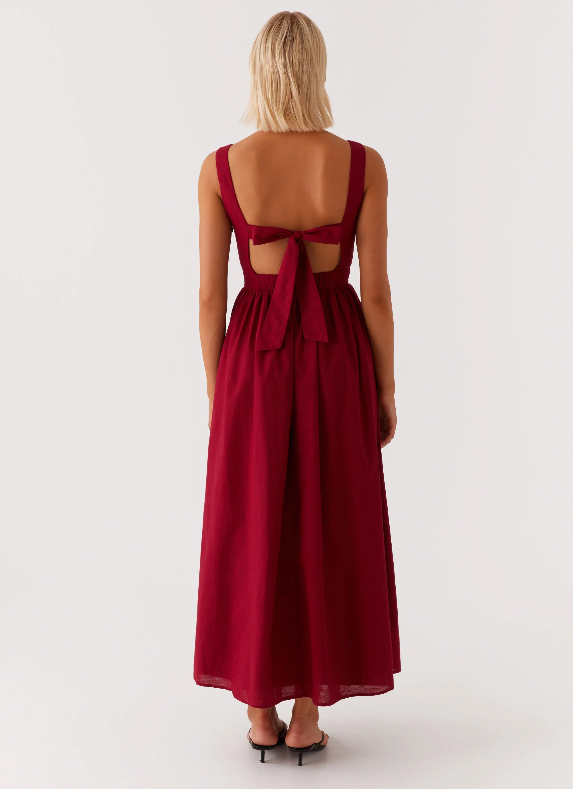 Brylin Linen Midi Dress Red