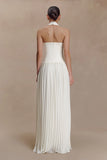 Stacie Pleated Halter Maxi Dress Ivory
