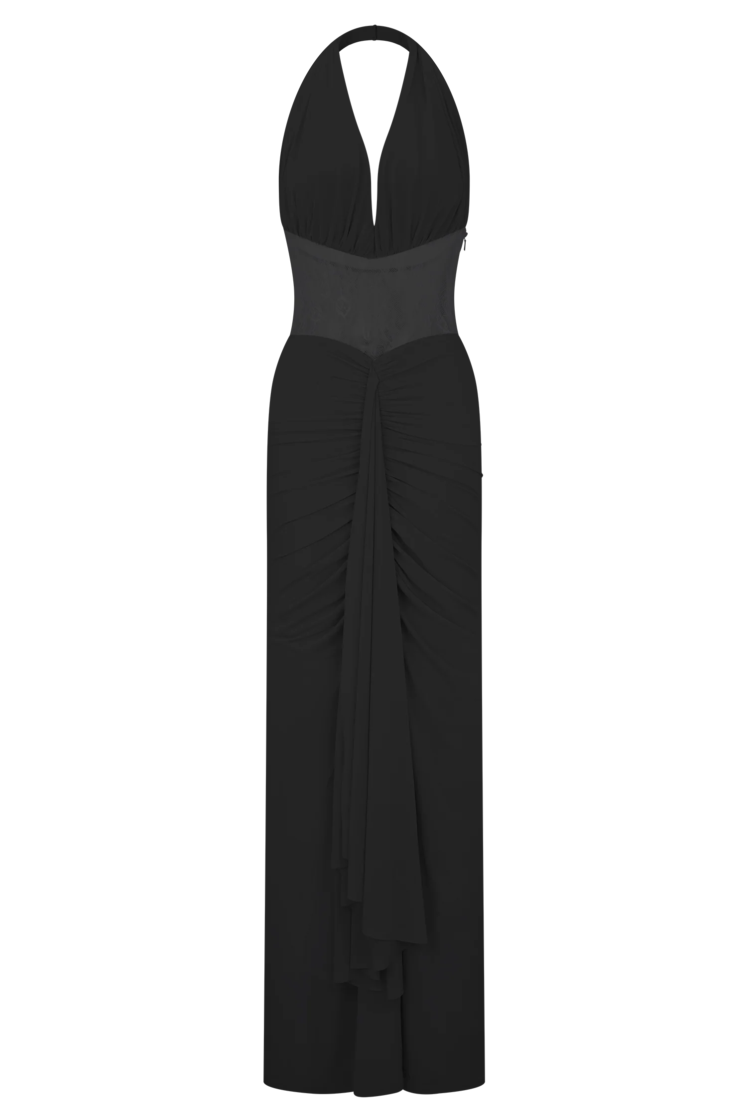 Bonnie Slinky And Lace Maxi Dress Black