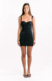 Tegan Black Rhinestone Party Mini Dress