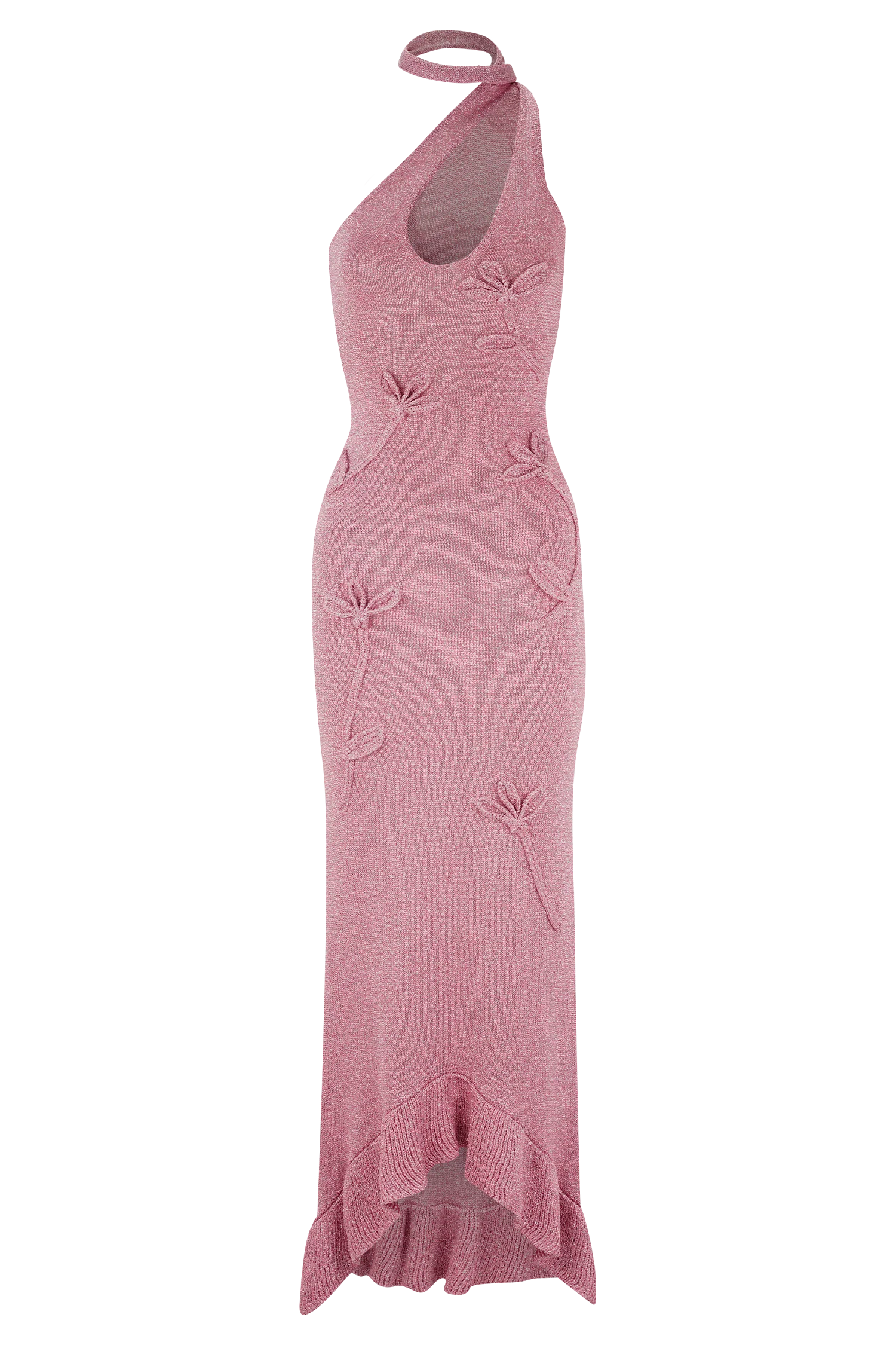 Celestino Floral Metallic Knit Maxi Dress Pink