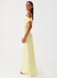 Heart Of Glass Satin Maxi Dress Yellow