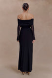 Josie Off Shoulder Mesh Maxi Dress Black