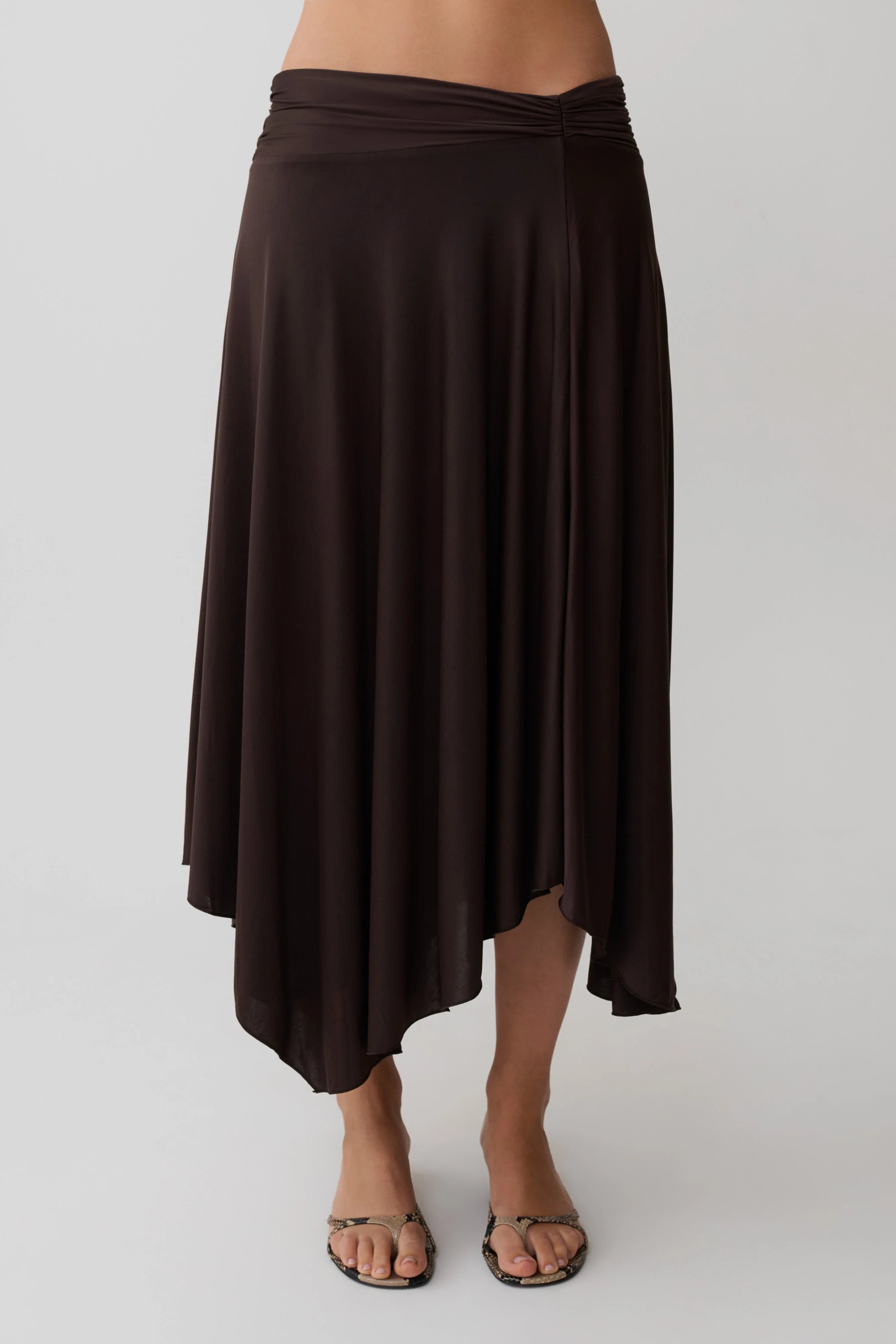 Luu Slinky Midi Skirt Dark Chocolate