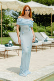 Brynn Orchid Knit Maxi Dress Baby Blue