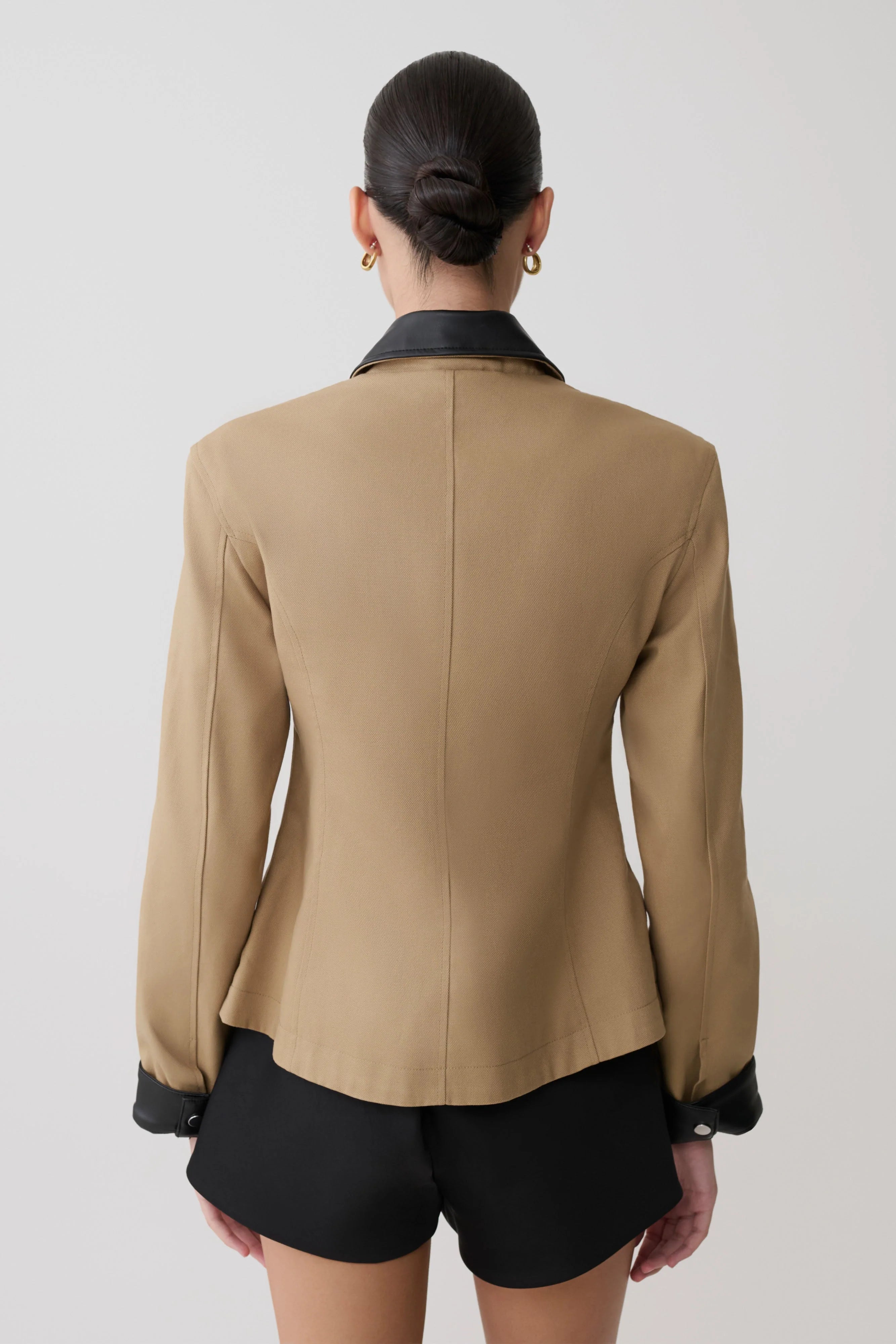 Solange Zip Up Collared Jacket Natural