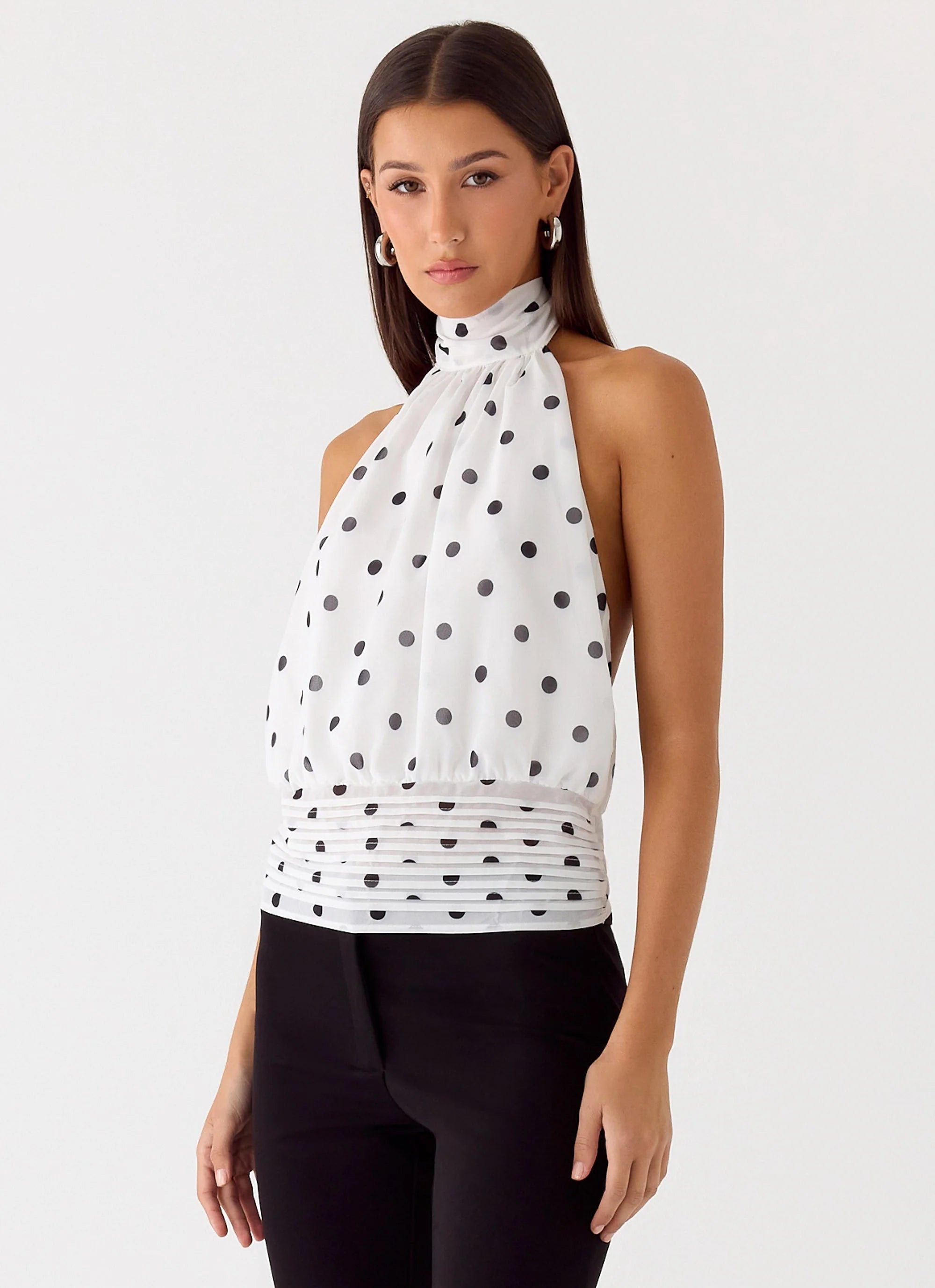 Willow Chiffon Top White Polkadot