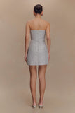 Gala Strapless Tweed Mini Dress - Silver
