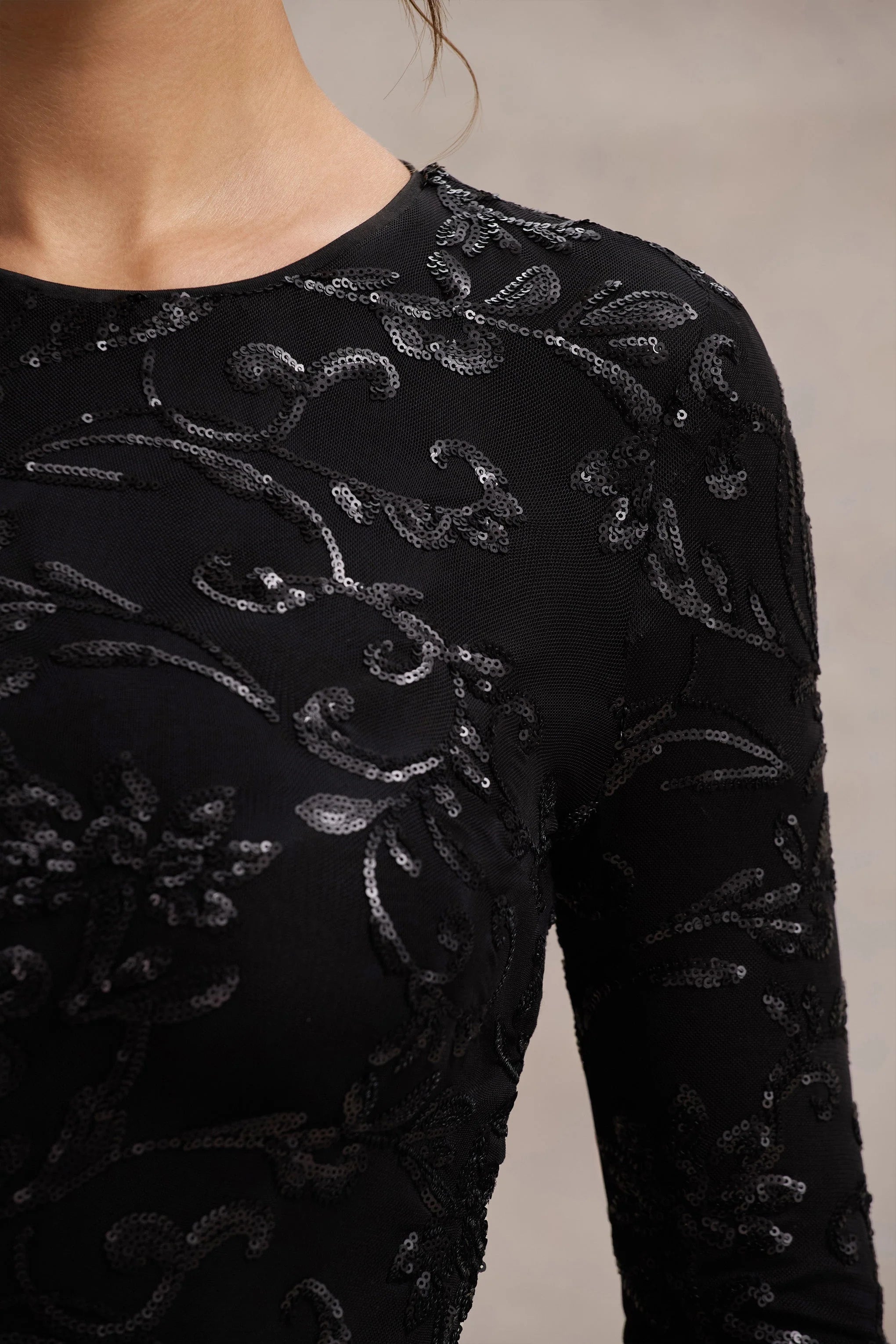 Zenith Black Lace Long Sleeve Maxi Dress