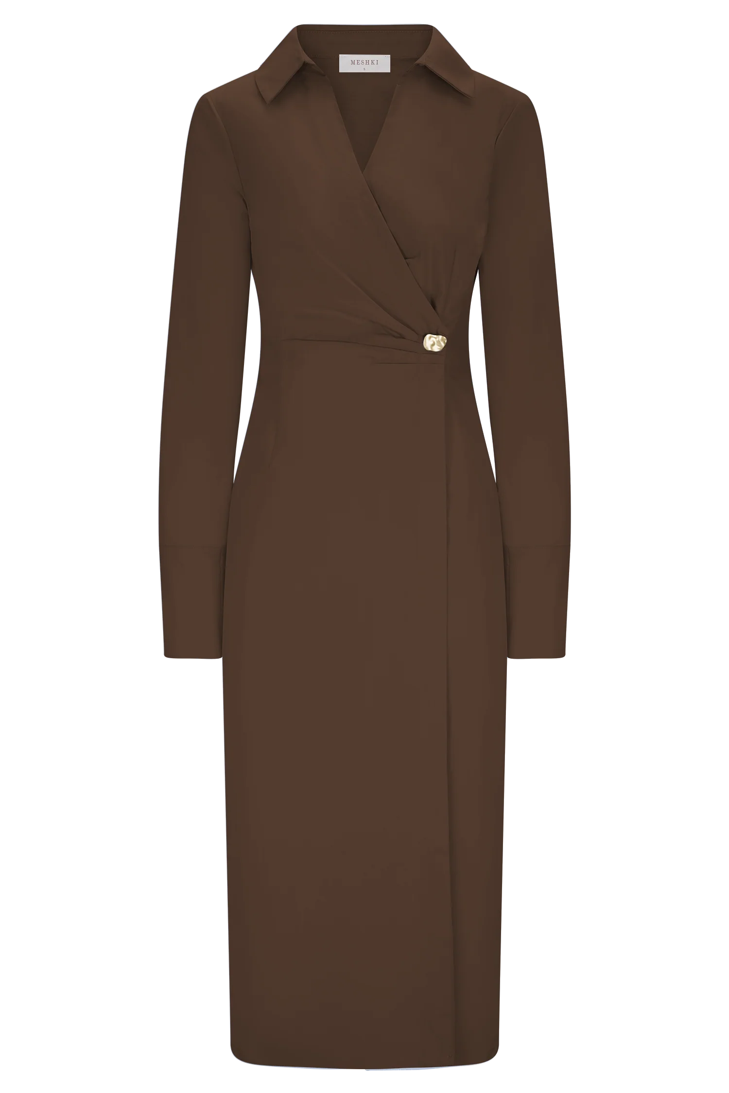 Mikaila Asymmetric Shirt Dress Dark Chocolate