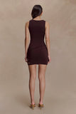 Brock Asymmetrical Neckline Knit Top Dark Chocolate