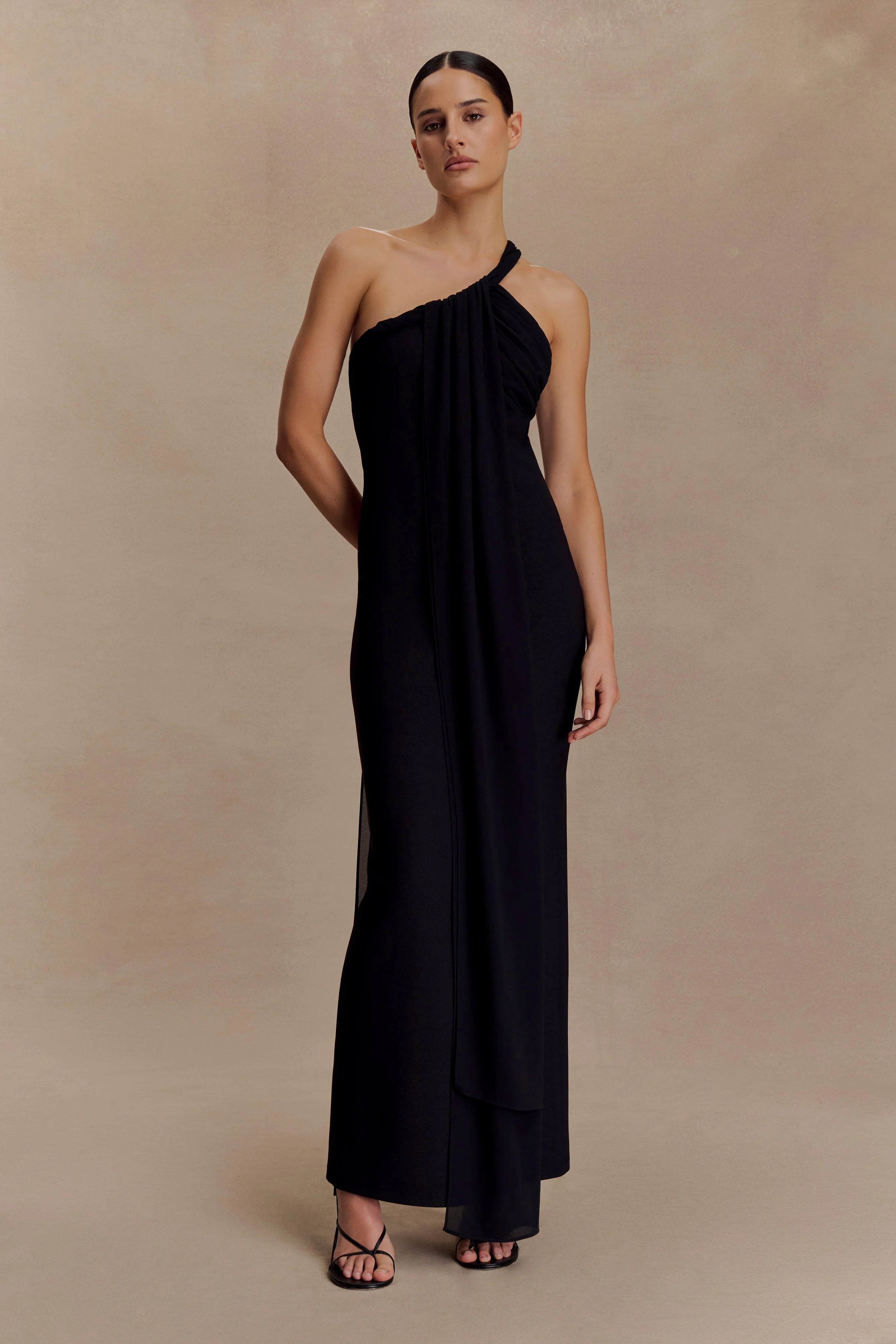 Philippa Knotted Crepe Maxi Dress Black