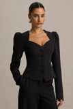 Olympia Black Sweetheart Neck Tailored Top