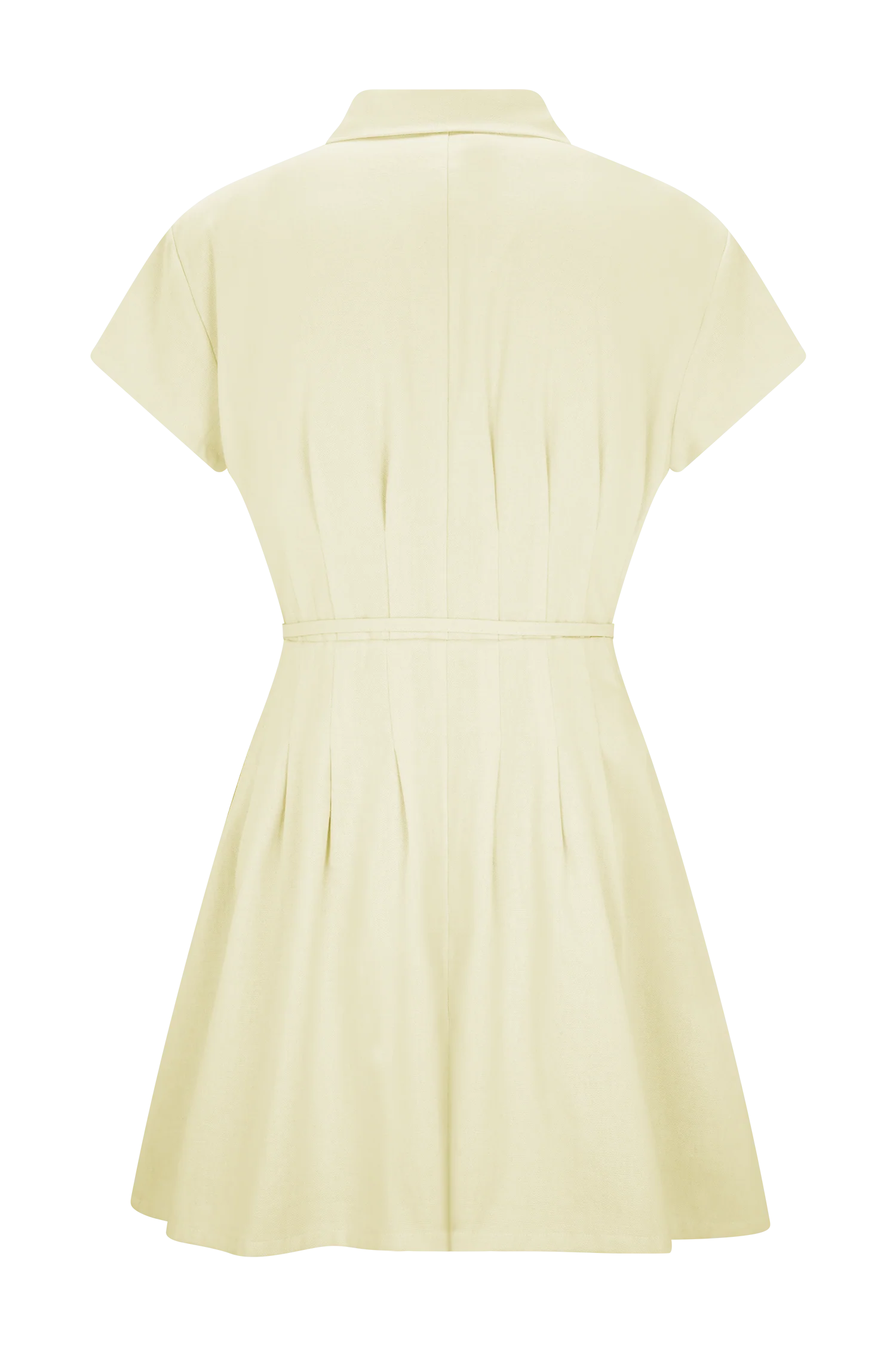 Aysha Buttoned Linen Mini Dress Lemon