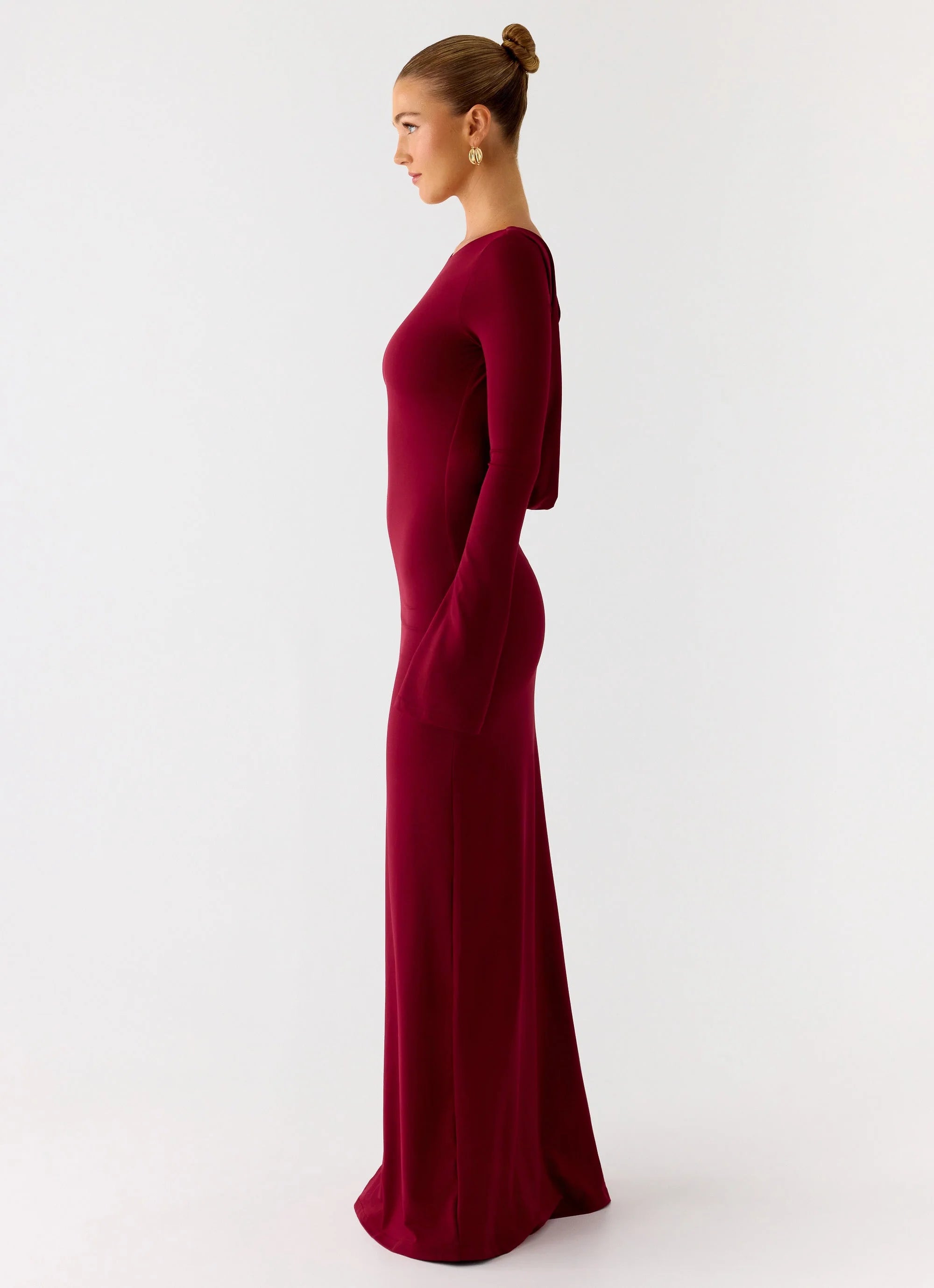 Elmont Long Sleeve Maxi Dress Dark Cherry