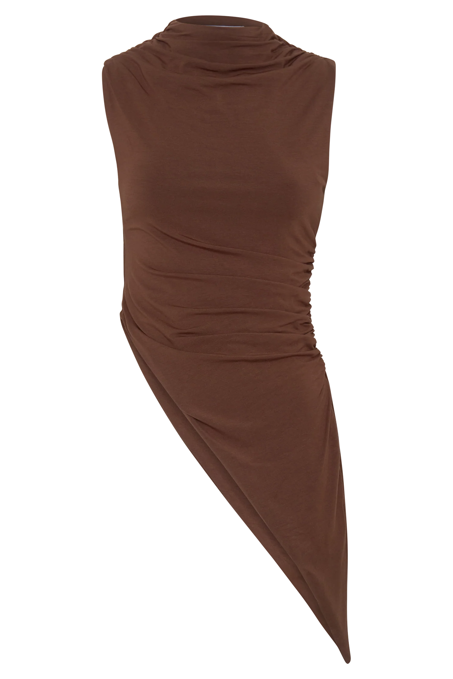 Suong High Neck Gathered Top Mocha