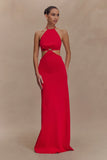 Marlowe Halter Knit Maxi Dress - Red