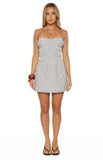 Calvin Blue Stripe Strapless Mini Dress