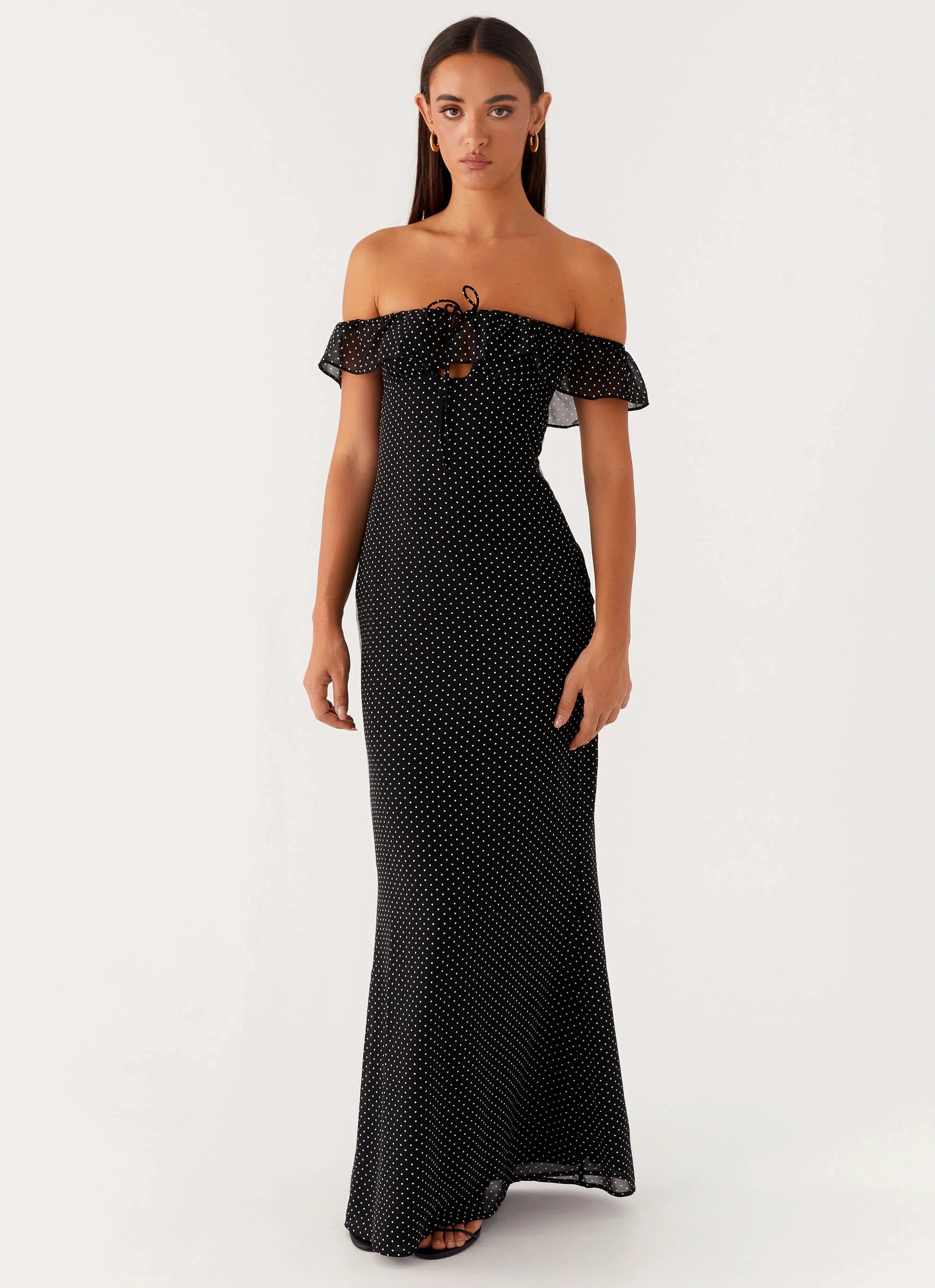 Scarlet Cherry Maxi Dress Black Polka Dot