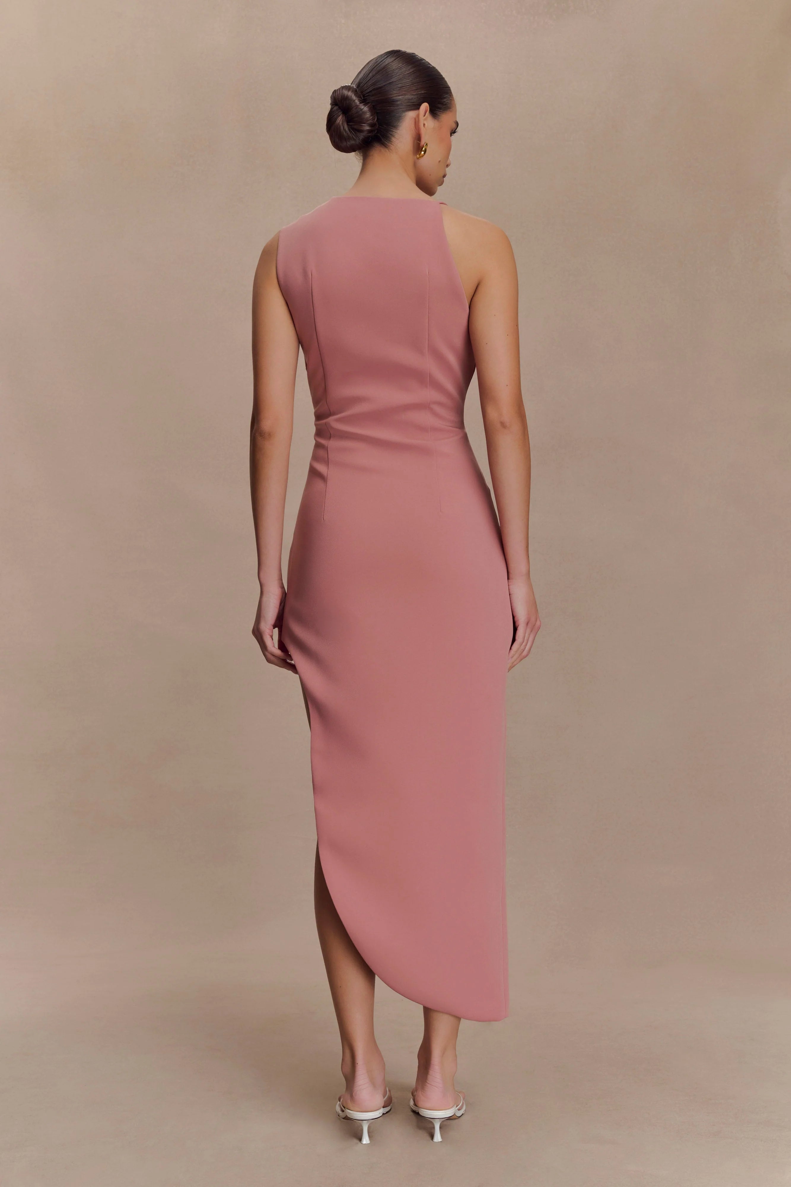 Virginia Suiting Embroidered Midi Dress Burnt Rose