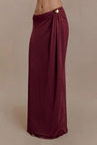 Bridget Slinky Maxi Skirt With Hardware Burgundy