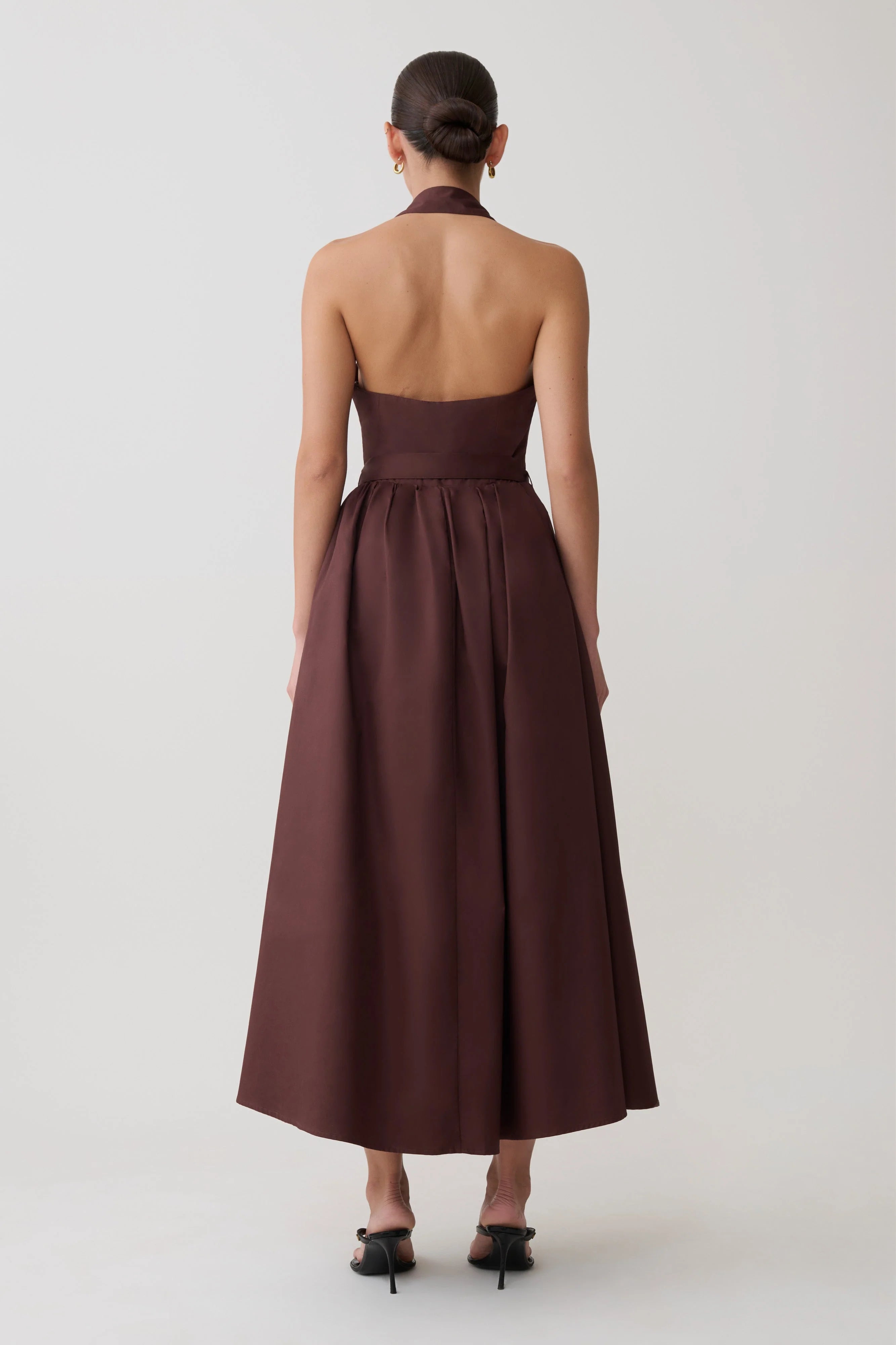 Cindy Collared Midi Dress Chocolate