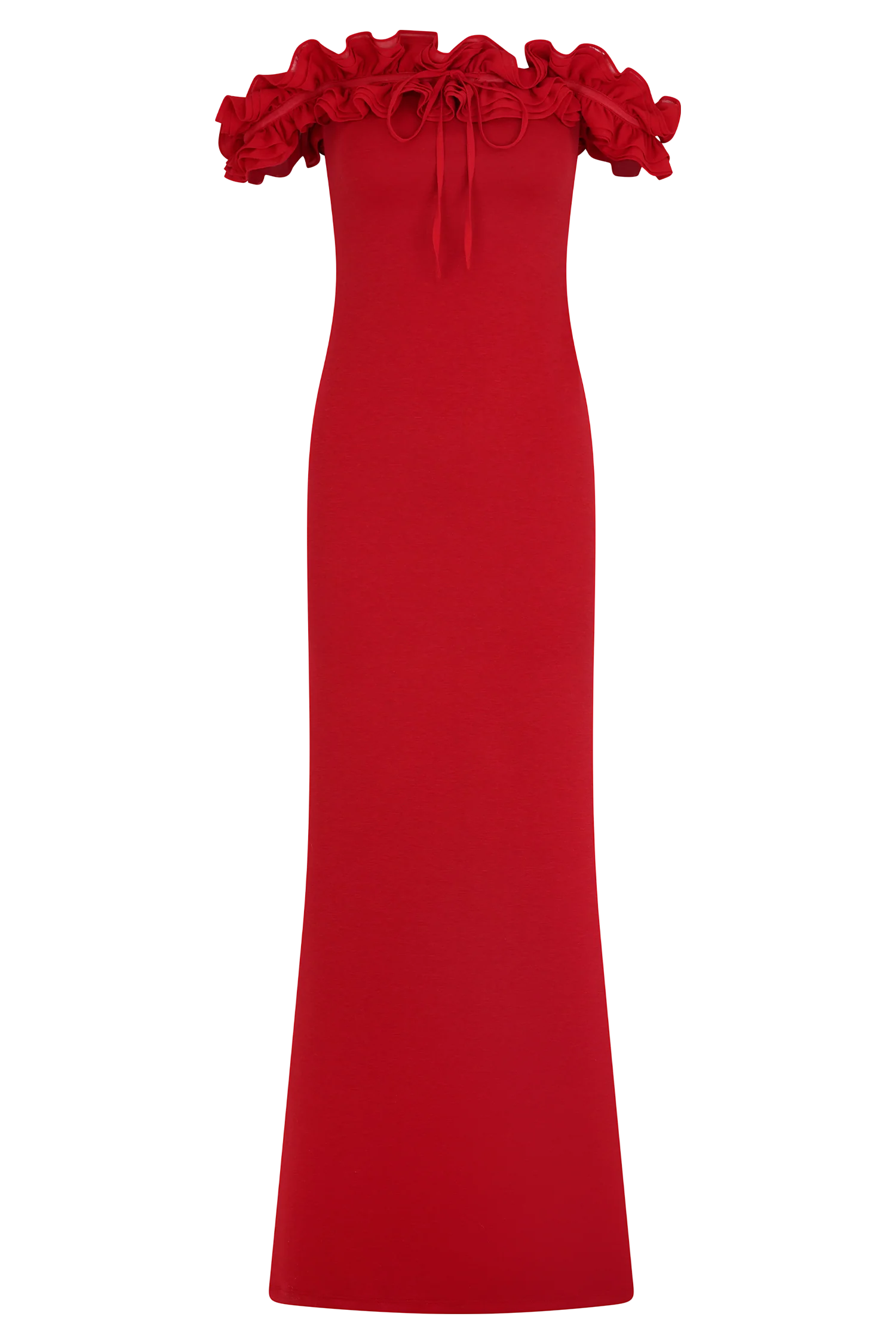 Nova Ruffle Off Shoulder Maxi Dress Ruby