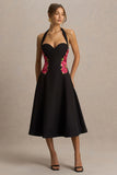 Tillie Black Halter Neck Midi Dress
