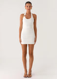 Gloves Up Halter Mini Dress White