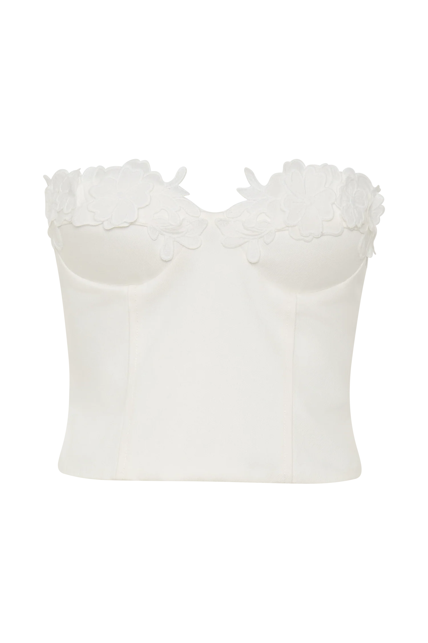 Melany Applique Denim Bustier White