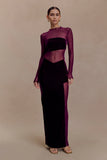 Davina Velvet And Mesh Maxi Dress Purple