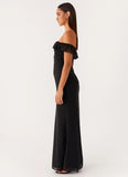 Scarlet Cherry Maxi Dress Black Polka Dot