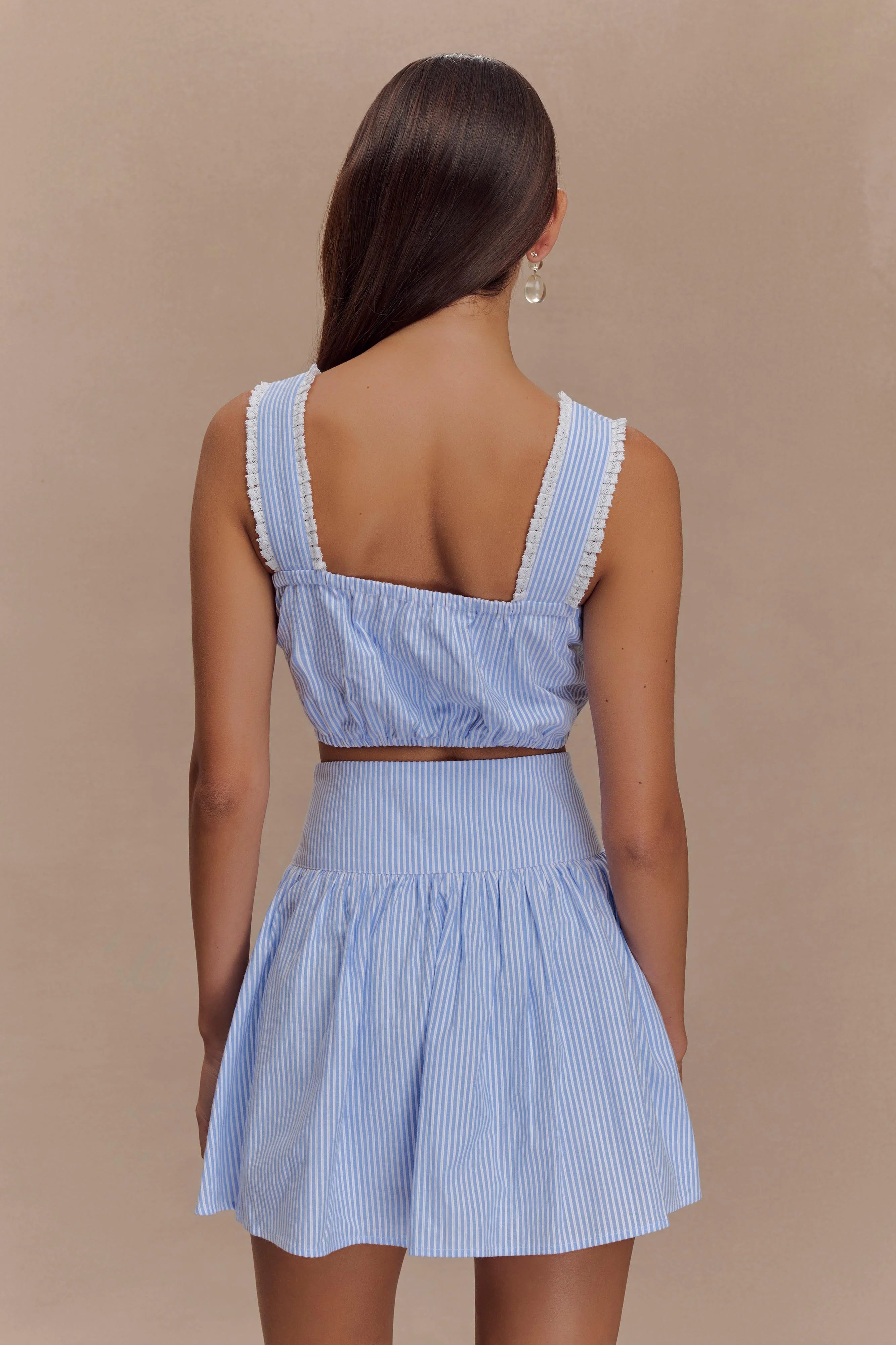 Gretel Hem Mini Skirt Blue Pinstripe