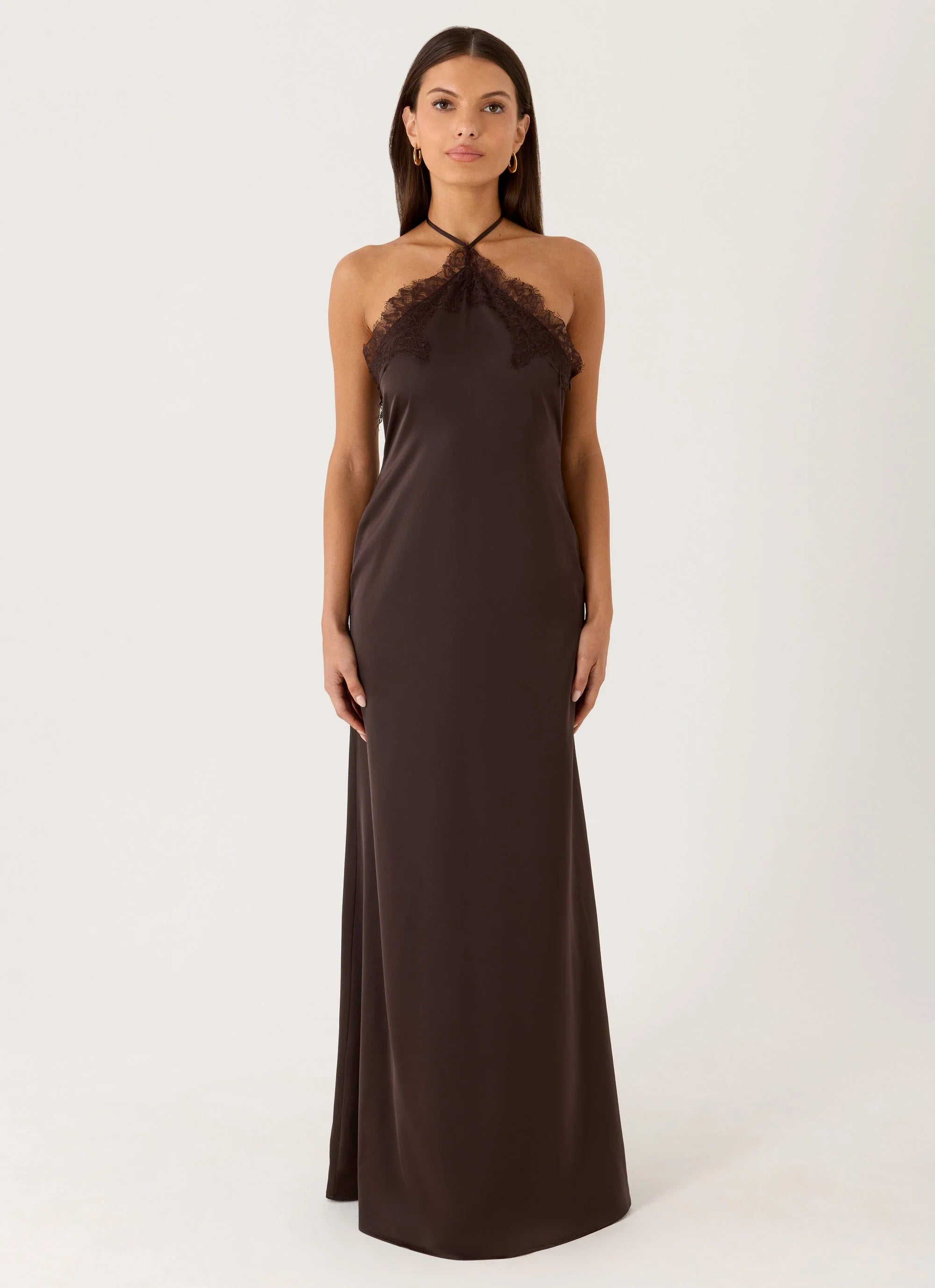 Samaria Halter Maxi Dress Chocolate