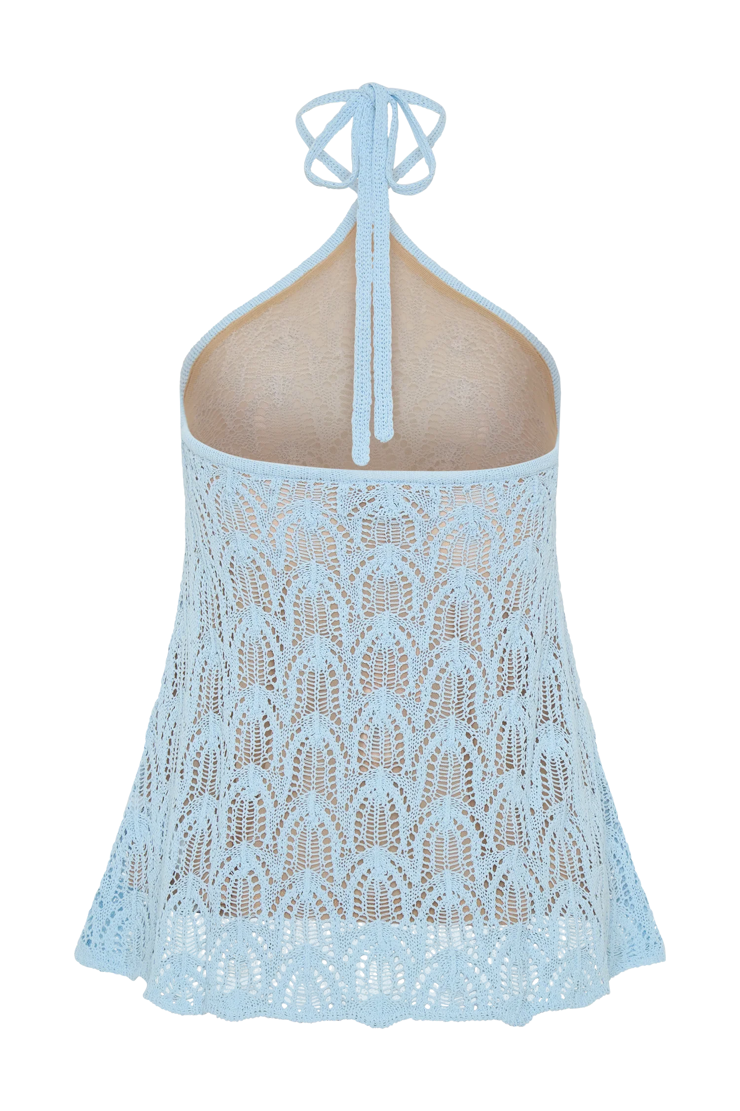 Corey Crochet Halter Neck Top Light Blue