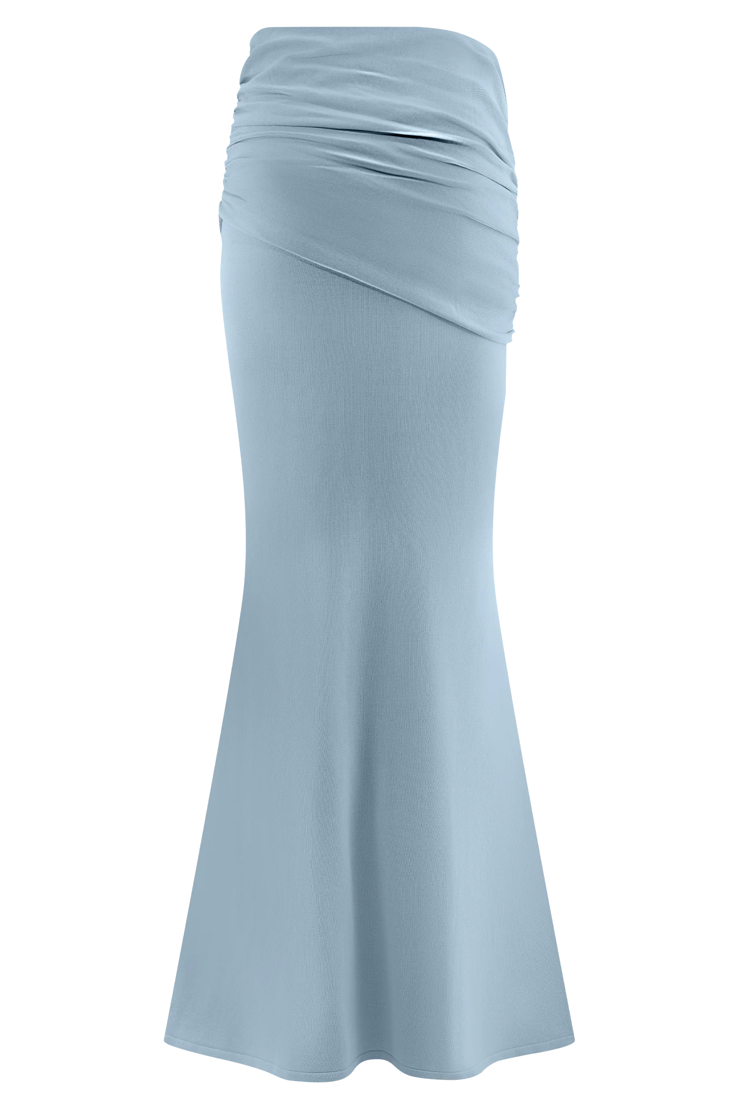 Irene Gathered Knit Maxi Skirt Blue