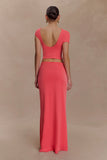 Haven Slinky Twist Midi Skirt Coral