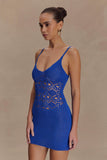 Everette Crochet Knit Mini Dress Cobalt