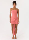 Jiliana Strapless Mini Dress Coral