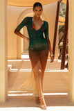 Serafia Ombre Print Mesh Long Sleeve Cover Up