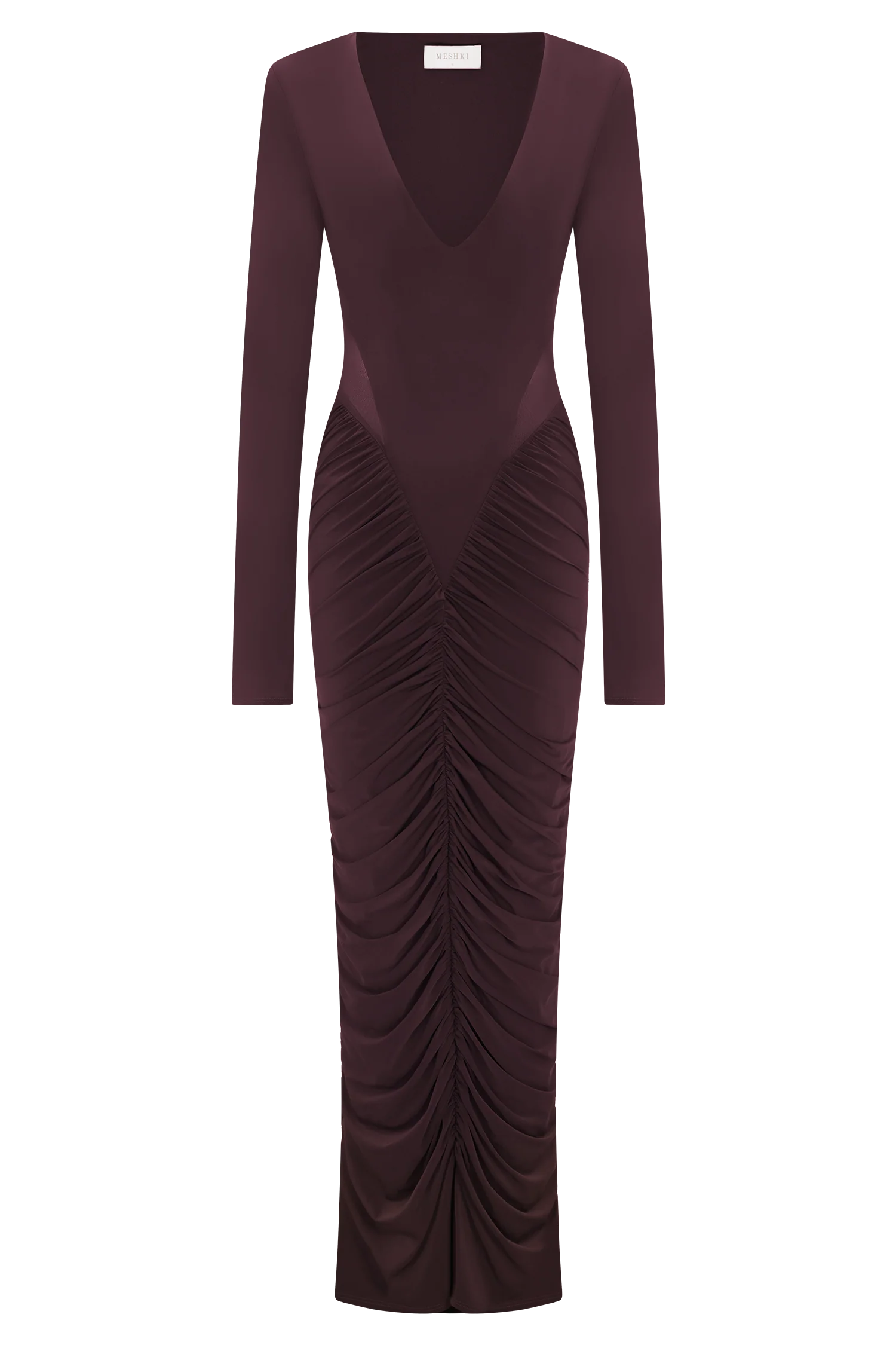 Louanne Slinky Long Sleeve Maxi Dress Burgundy