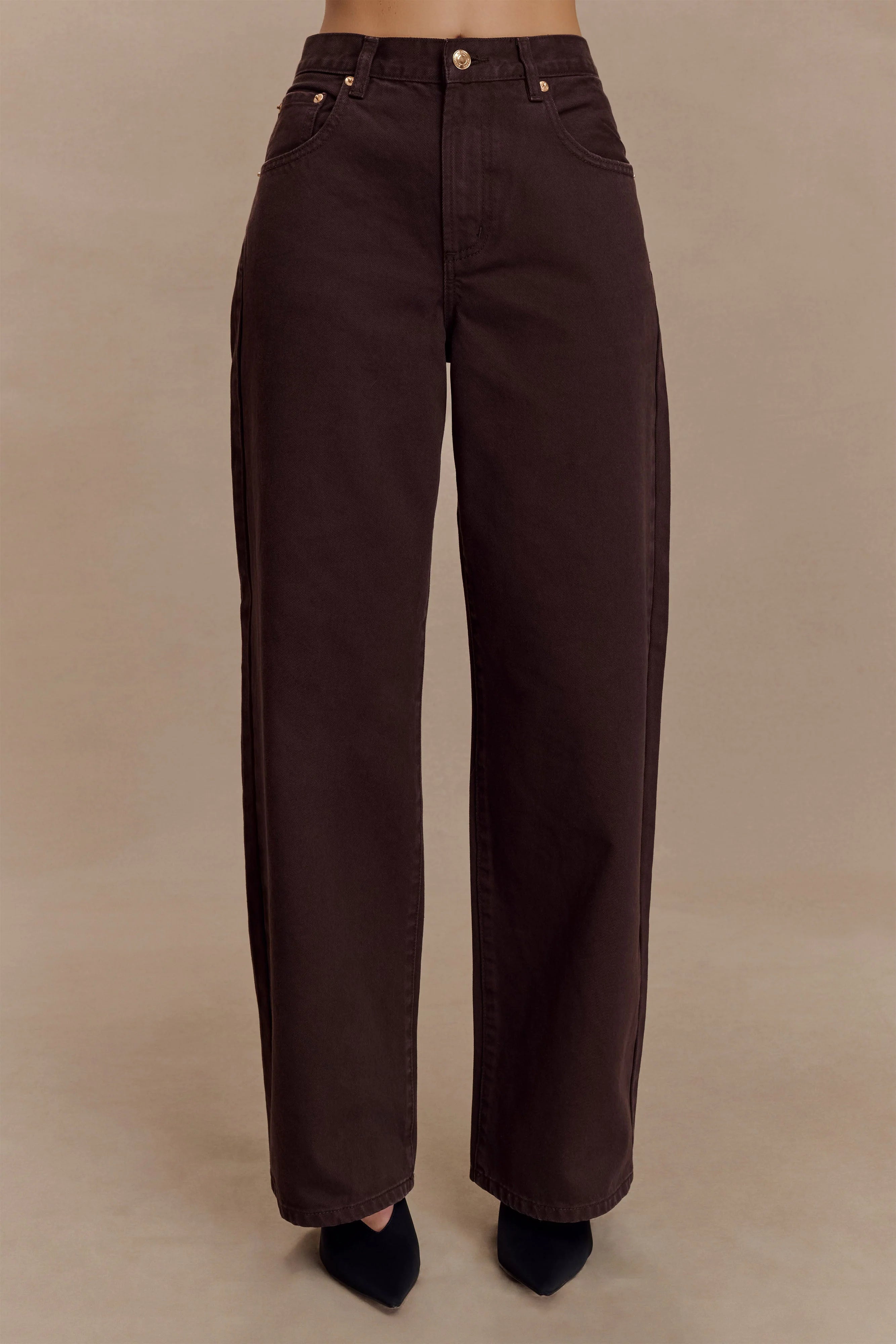 Mannon Mid Rise Denim Jeans Chocolate
