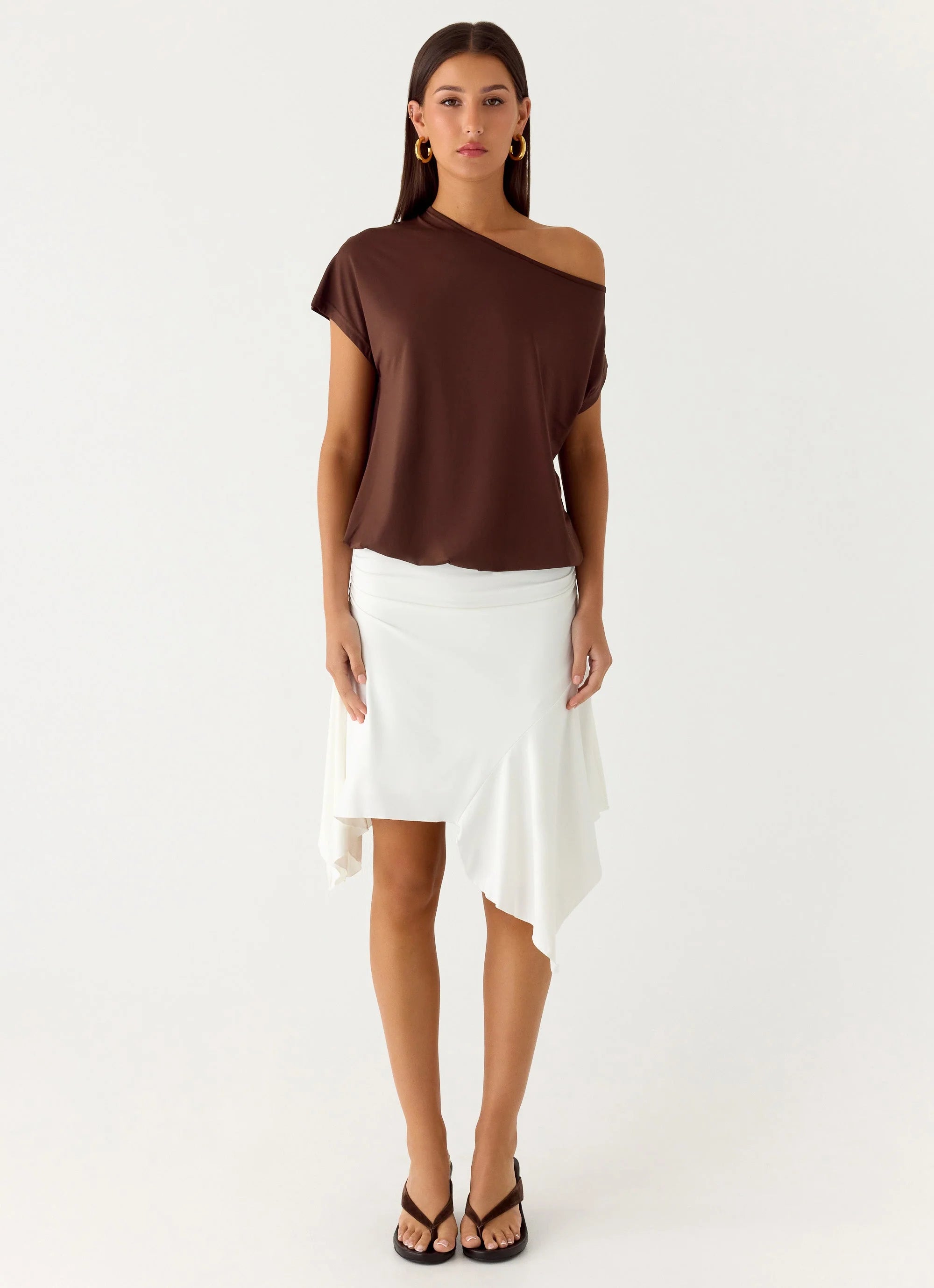 Raeni Off Shoulder Top Chocolate