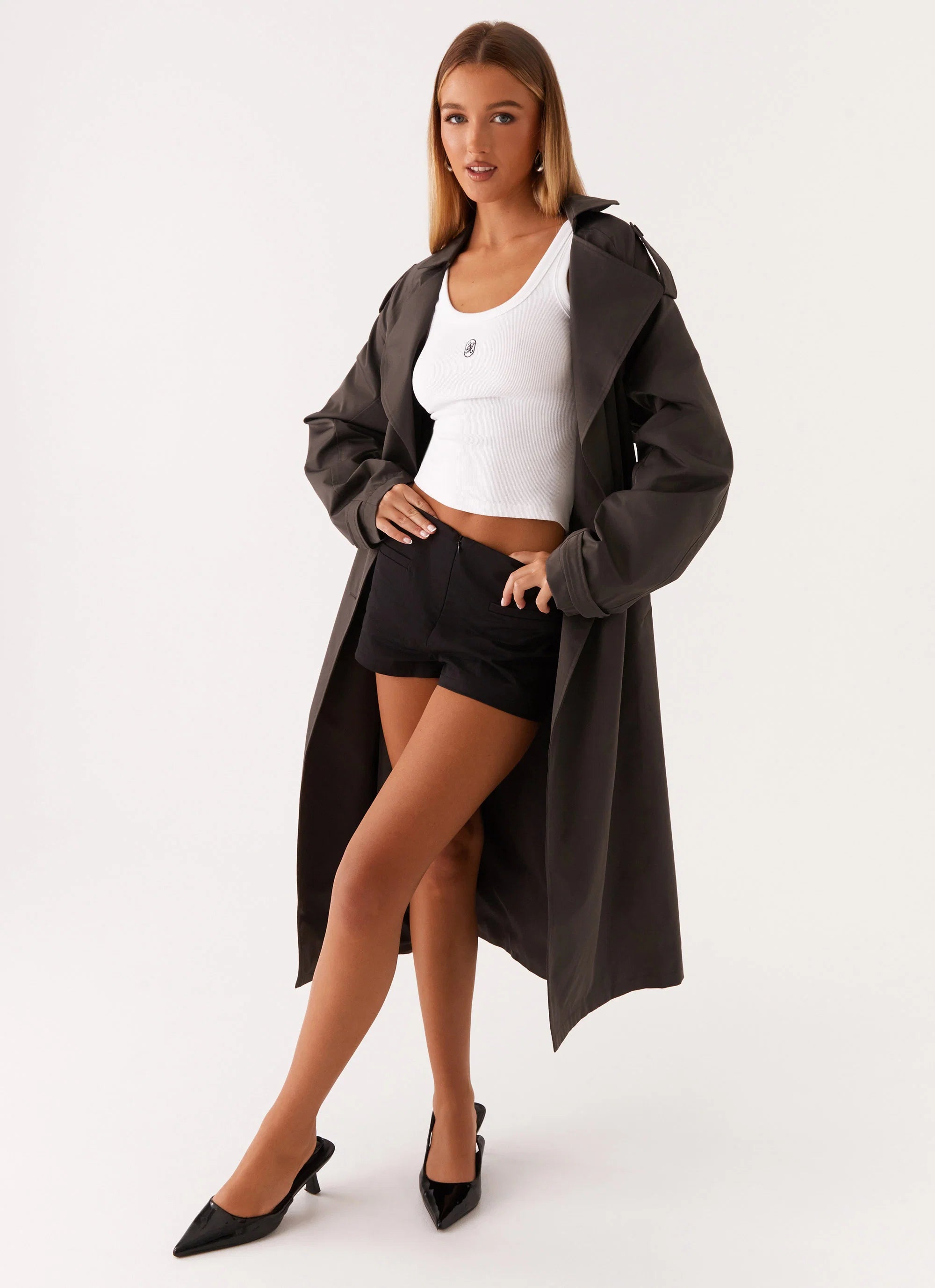 Brighton Oversized Trench Coat Grey