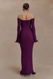 Sandrine Off Shoulder Knit Maxi Dress Plum