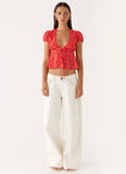 Ailani Top Magenta Red Rose