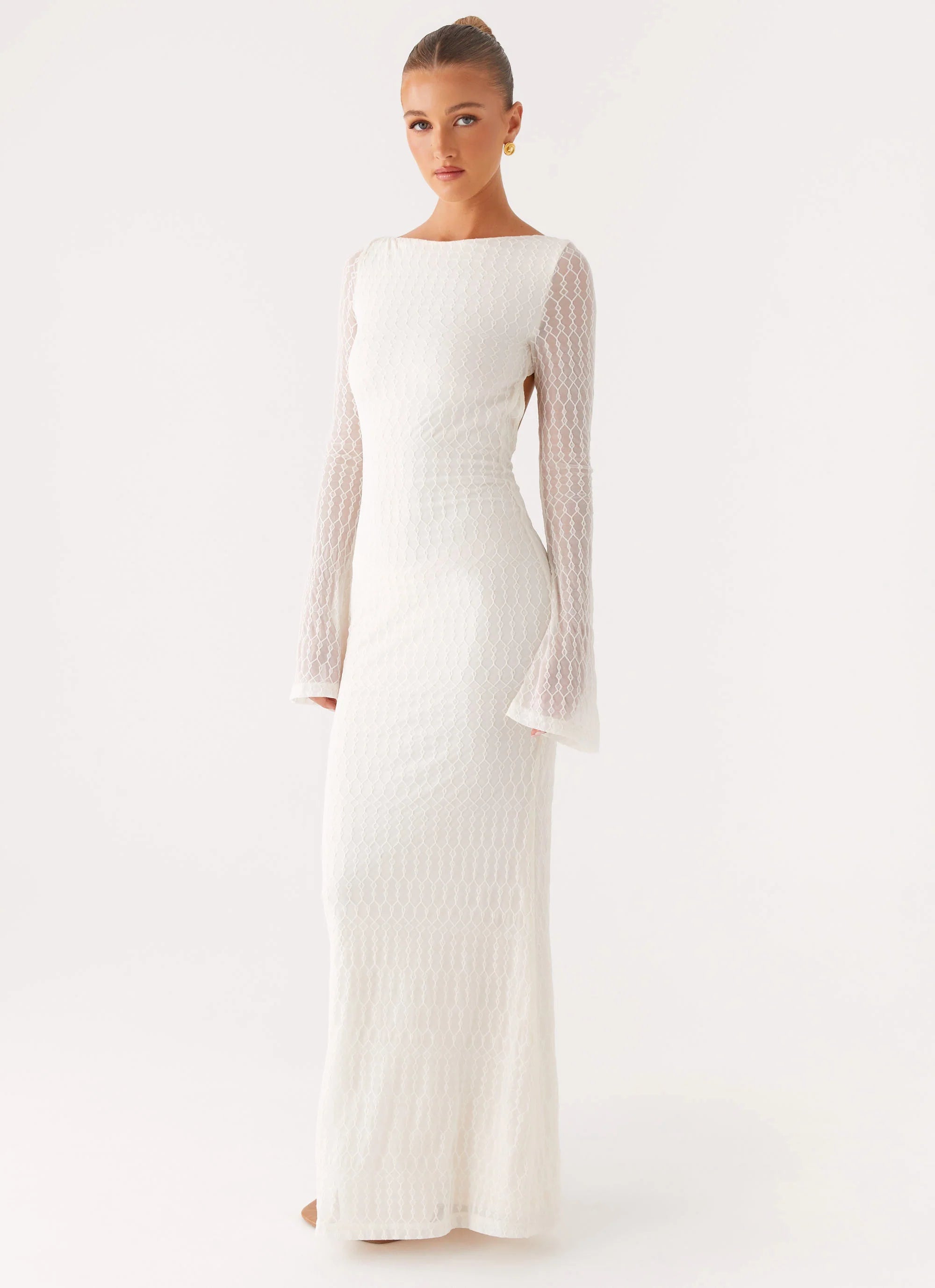 Ethereal Long Sleeve Maxi Dress Ivory