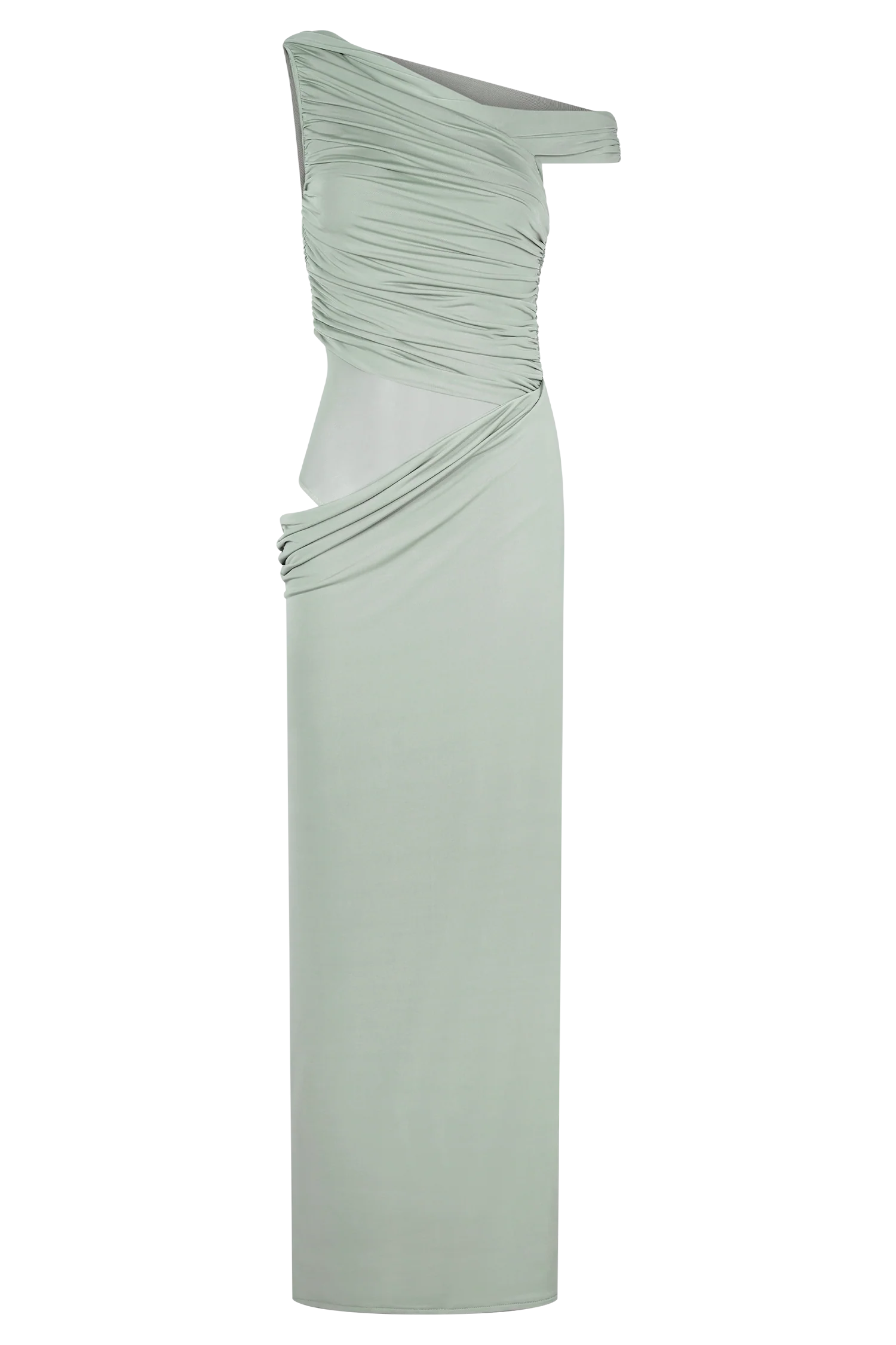 Callen One Shoulder Slinky Maxi Dress Sage
