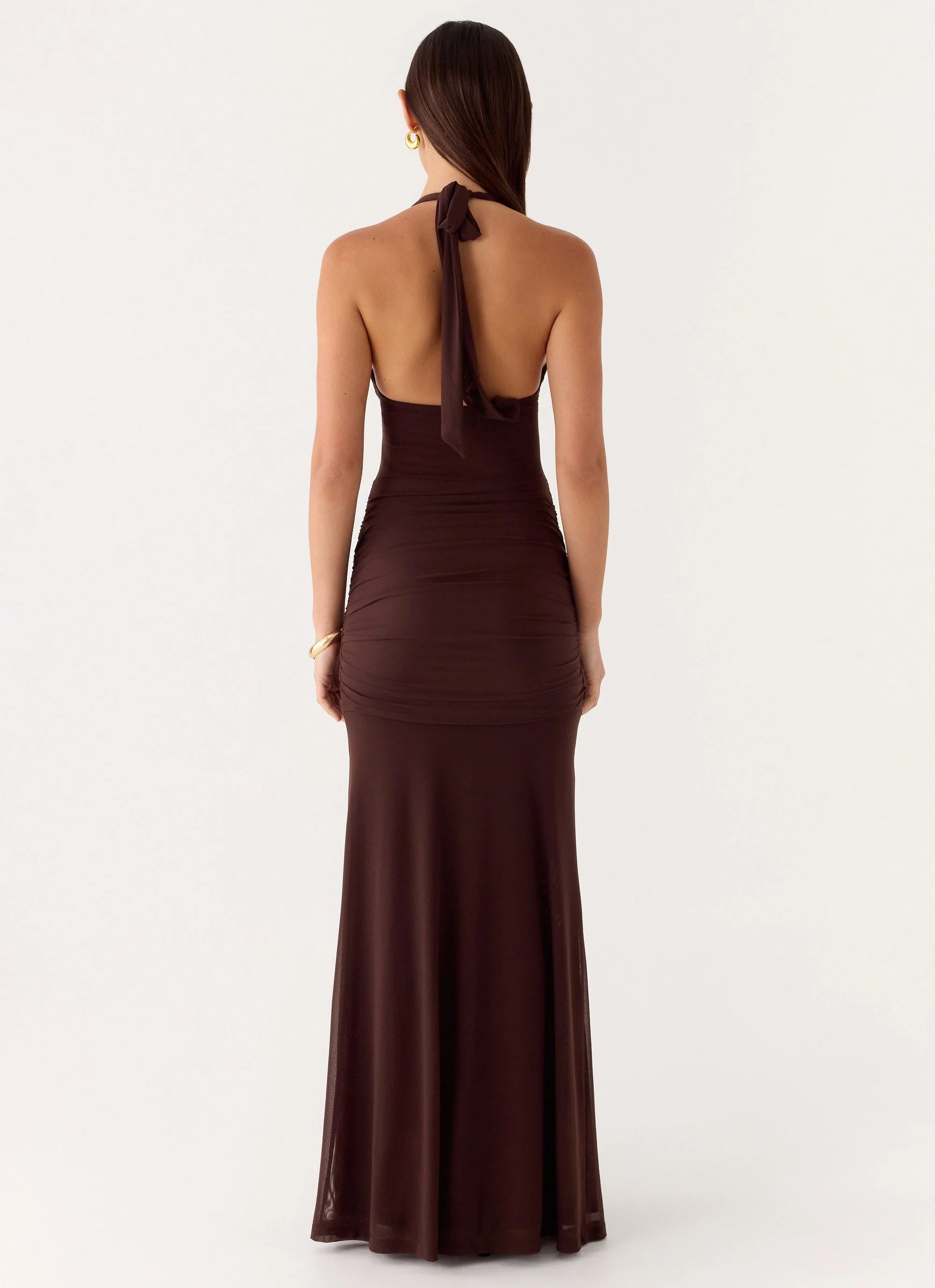 Miyah Halter Hardware Maxi Dress Chocolate