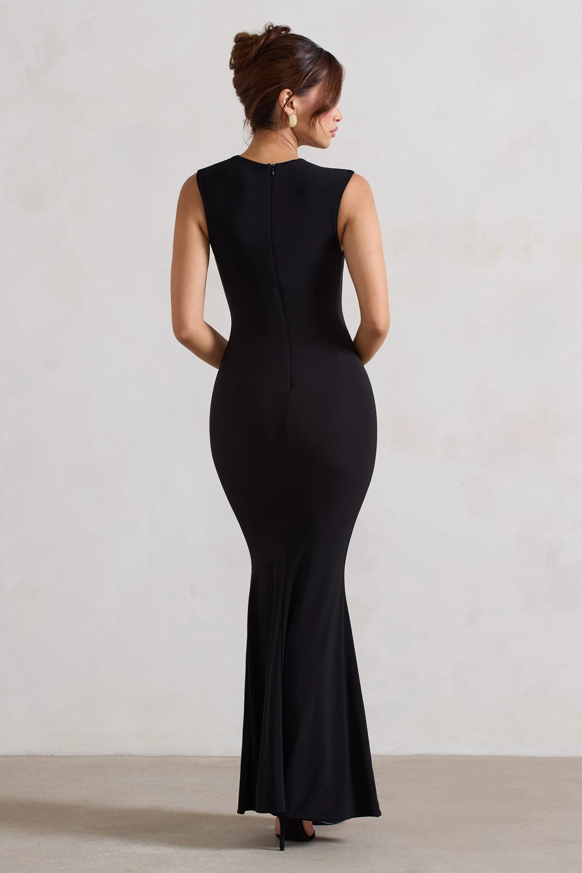 Behind The Scenes Black Sleeveless Cut Out Maxi Dress